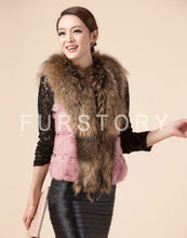 Load image into Gallery viewer, Natural Rabbit Fur Knitter Sweater Long Vest Waistcoat Jacket