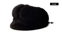 Load image into Gallery viewer, Women&#39;s Winter Hats Real Full Mink Fur Hats Women&#39;s Peaked Caps 13619