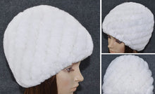 Load image into Gallery viewer, Women Knitted Real REX Rabbit Fur Hat Skullies Beanie Headgear 060108