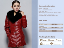 Load image into Gallery viewer, Genuine Leather Coat Female Single Breasted Ladies&#39; Full Pelt Real Fox Fur Collar Women&#39;s Down Coat 14157