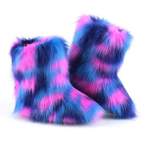 Women's Faux fur Boot Furry Fluffy Short Snow Boot  22S13