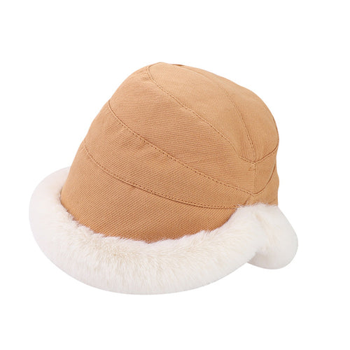 Women's plush bucket hat Mongolian hat in winter 22624