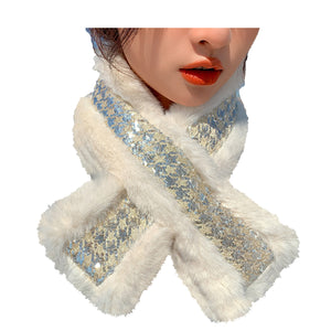 Women’s Winter Fake Faux Fur Loophole Scarf Rectangle Furry Wrap Warm Soft Cozy 22523