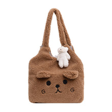 Load image into Gallery viewer, Fluffy Plush Tote Bag for Women Cute Bear Tote Bag 22452