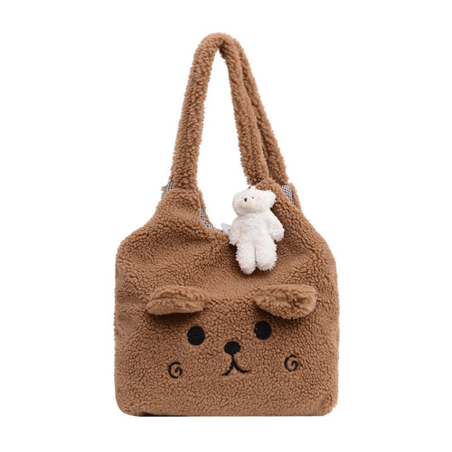 Fluffy Plush Tote Bag for Women Cute Bear Tote Bag 22452