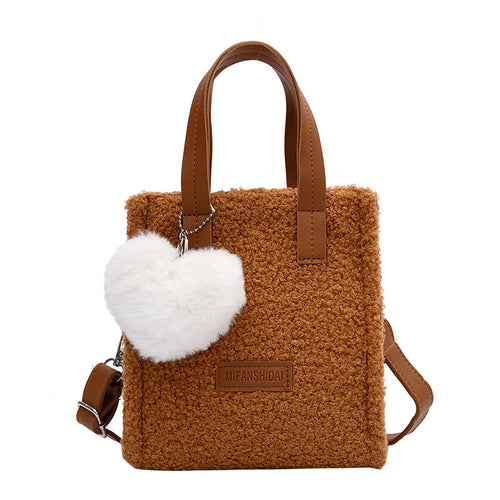 Women wool lamb leather shoulder strap Crossbody bag Tote bag 22434