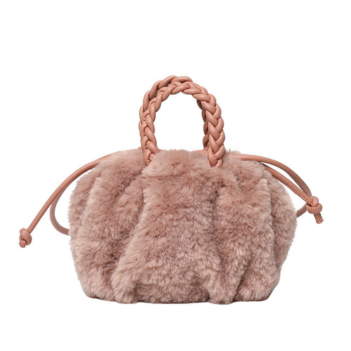 Women Plush Bag Tote Bags Soft Fuzzy Handbag Shoulder Bag 22439