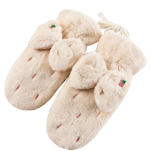 Women Girls Gloves Warm Soft Cute Plush Winter  Thick Mittens for Teen 22842