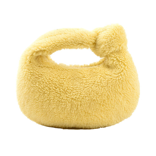 Plush Handbag Knotted Lamb Wool Tote Bag Fluffy Shoulder Bag 22416