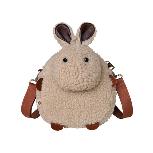 Plush Rabbit Bunny Fluffy Toy Crossbody Shoulder Bag Satchel with Rope 22411