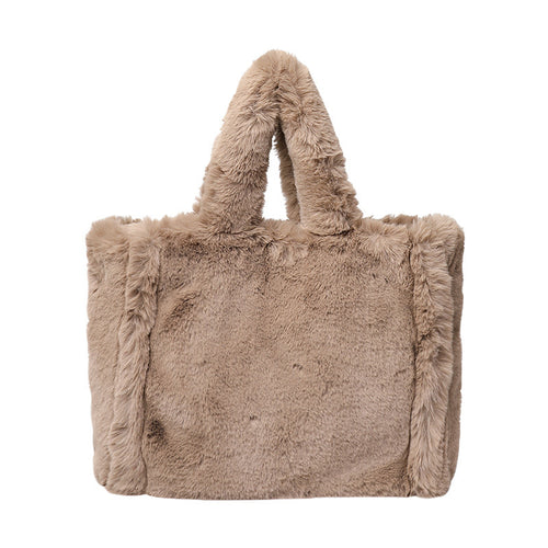 Large Fluffy Tote Bag for Women Plush Handbag Furry Hobo Bag 22438