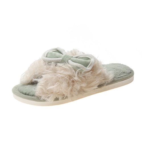 Women's Bow tie Slippers Open Toe Anti-Slip House Slippers 22S05