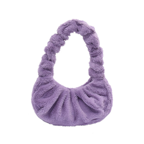 Women Plush Underarm Bag Fluffy Shoulder Bag  Furry Tote Bag 22427
