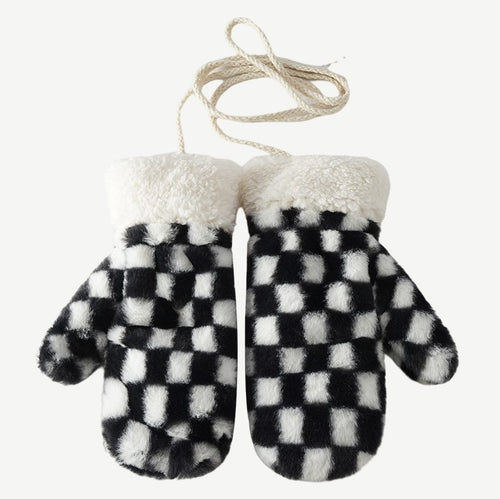 Mittens Women Winter Fleece Halterneck Gloves Soft Plush Gloves 22840