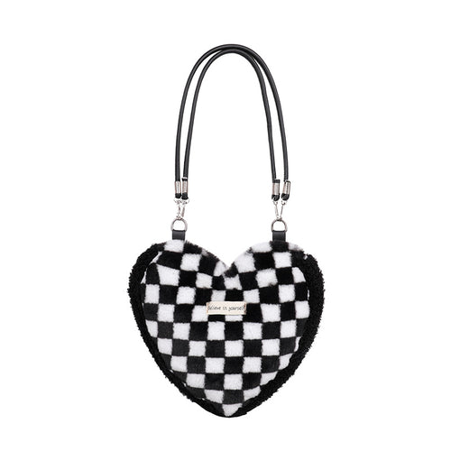 Heart Shaped Handbag Women's Faux Fur Cross-Body Bag Shoulder Bag 22412