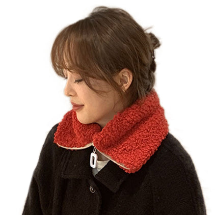Winter Plush Collar for Women Detachable Scarves Lapel Wrap Zipper Choker 22524