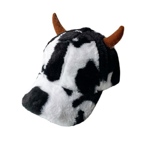 Horn cow plush cap Plush Fashion Woman Baseball Caps 22623