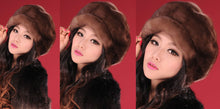 Load image into Gallery viewer, Women&#39;s Winter Hats Real Full Mink Fur Hats Women&#39;s Peaked Caps 13617