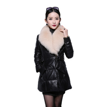 Load image into Gallery viewer, Genuine Leather Coat Down Jacket Luxury Fox Fur Collar Women Overcoat