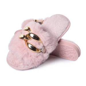 Women's Furry Slippers Open Toe Slippers Memory Foam Fluffy House Slippers 22S08
