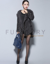 Load image into Gallery viewer, Natural Mink Fur Knitting Coat  Jacket Overcoat Long Length Version Outerwear Full Sleeve