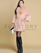 Load image into Gallery viewer, Women&#39;s Long Real Rabbit Fur Coat with Fox Fur Collor Fur Story FS13070