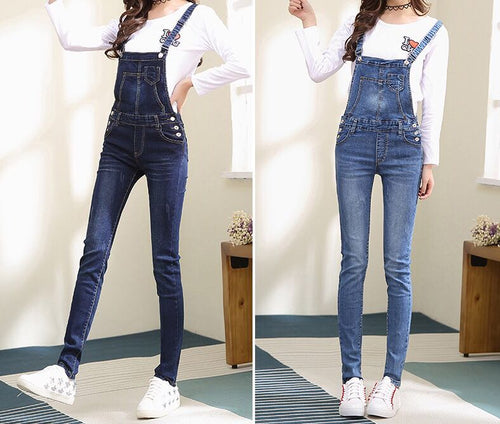 Fur Story bib women's suit 2020 new style denim trousers high waist, autumn wear slimming jumpsuit