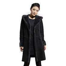 Load image into Gallery viewer, Women&#39;s Natural Long Lamb Fur Coat Double Faced Fur Coat with Fur Hood