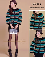 Load image into Gallery viewer, Real Knitted Rabbit Fur Coat Jacket Vest High Quality Fur Sweater Short Version Hot Sale Fur Story FS13004