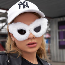 Load image into Gallery viewer, Plush Cat Eye Sunglasses Vintage Soft Fur  Masquerade Cosplay Party Glasses 22812