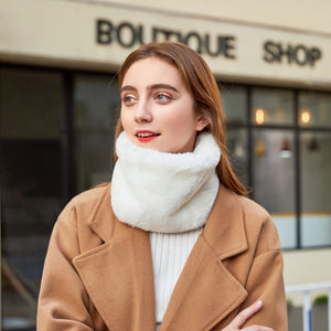 Women's Winter Warm Fur Scarf Solid Color Faux Cashmere Plush Scarf 22513