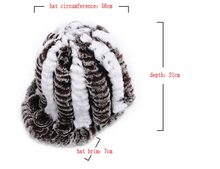 Load image into Gallery viewer, Women&#39;s Hats Winter Real Rex Rabbit Fur Hat Wool Visor Ski Hat Cap 13615
