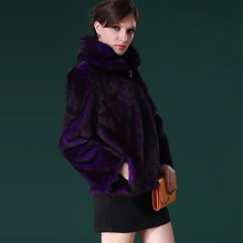 Load image into Gallery viewer, Natural Mink Fur Coat Big Fur Collar Full Pelt Whole Leather Fur Overcoat