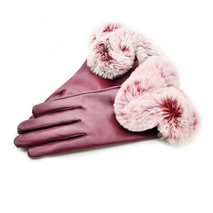 Women's sheep leather Gloves for Winter Real Rex Rabbit fur Cuff 22804