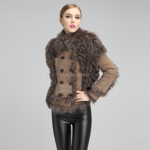 Natural Sheep Fur Coat Double Faced Overcoat Lamb Leather with Fur Women Dress