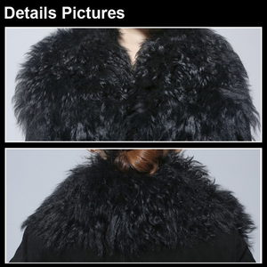 Lamb Fur Collar Coat Top Grade Genuine Sheep Leather Full Sleeve Jacket