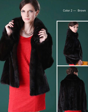 Load image into Gallery viewer, Natural Mink Fur Coat Big Fur Collar Full Pelt Whole Leather Fur Overcoat