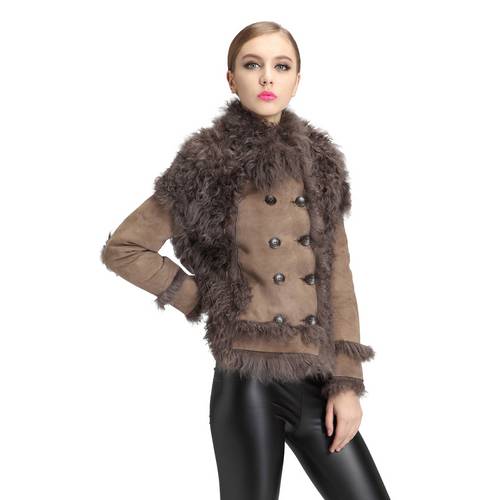 Natural Sheep Fur Coat Double Faced Overcoat Lamb Leather with Fur Women Dress