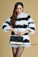 Load image into Gallery viewer, Real Raccoon &amp; Rabbit Fur Coat Jacket Overcoat Bright Color Commuter Style FS13011