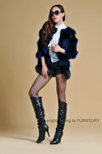 Load image into Gallery viewer, Real Raccoon &amp; Rabbit Fur Coat Jacket Overcoat Bright Color Commuter Style FS13011