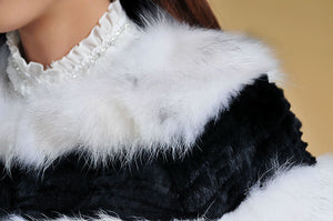 Real Raccoon & Rabbit Fur Coat Jacket Overcoat Bright Color Commuter Style FS13011