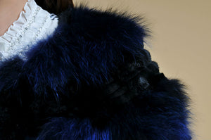 Real Raccoon & Rabbit Fur Coat Jacket Overcoat Bright Color Commuter Style FS13011