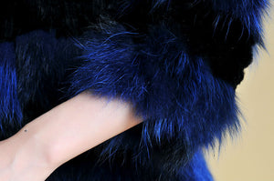 Real Raccoon & Rabbit Fur Coat Jacket Overcoat Bright Color Commuter Style FS13011
