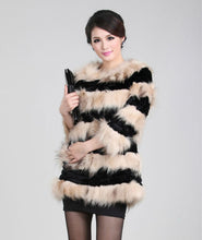 Load image into Gallery viewer, Real Raccoon &amp; Rabbit Fur Coat Jacket Overcoat Bright Color Commuter Style FS13011