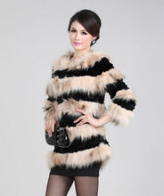 Load image into Gallery viewer, Real Raccoon &amp; Rabbit Fur Coat Jacket Overcoat Bright Color Commuter Style FS13011