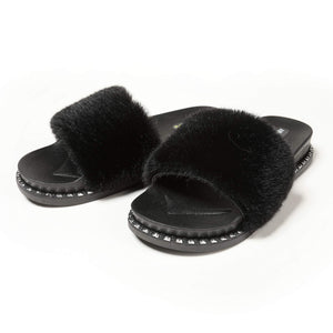 Furry Slides Sandals (Rivet)