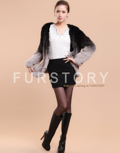 Load image into Gallery viewer, Women&#39;s Rabbit Fur Coat Knitted Gradient Color Natural  Fur Coat Female
