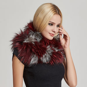 Fur Story FS17502 Women's Infinity Scarf for Winter Fox Fur Scarf Neck Warmer Fur Wrap Shawl