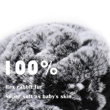 Load image into Gallery viewer, Women&#39;s Rex Rabbit Fur Scarf Ladies Flowers Crochet Winter Warm Knitted Fashion Scarf Scarves for Women