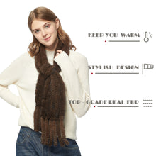 Load image into Gallery viewer, Women&#39;s Knitted Mink Fur Scarf For Winter Warm Shawl Scarves Fur Story FS050303